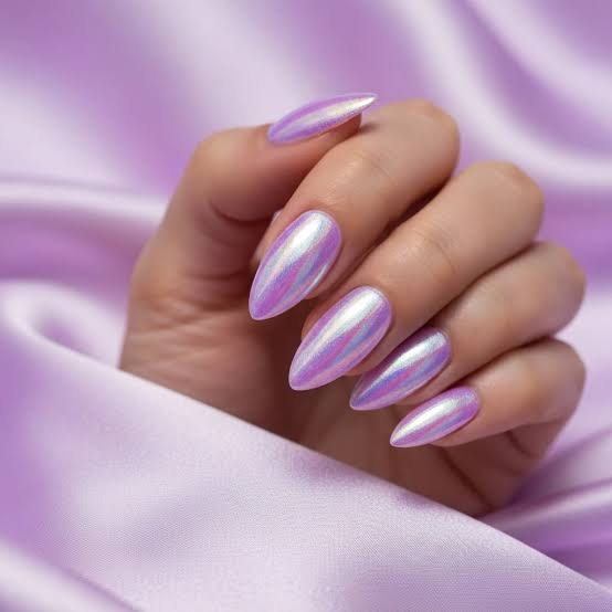 Iridescent Purple Pink Blue Chrome Long Stiletto Nails Iridescent Purple Pink Blue Chrome Long Stiletto Nails — Chrome Nails