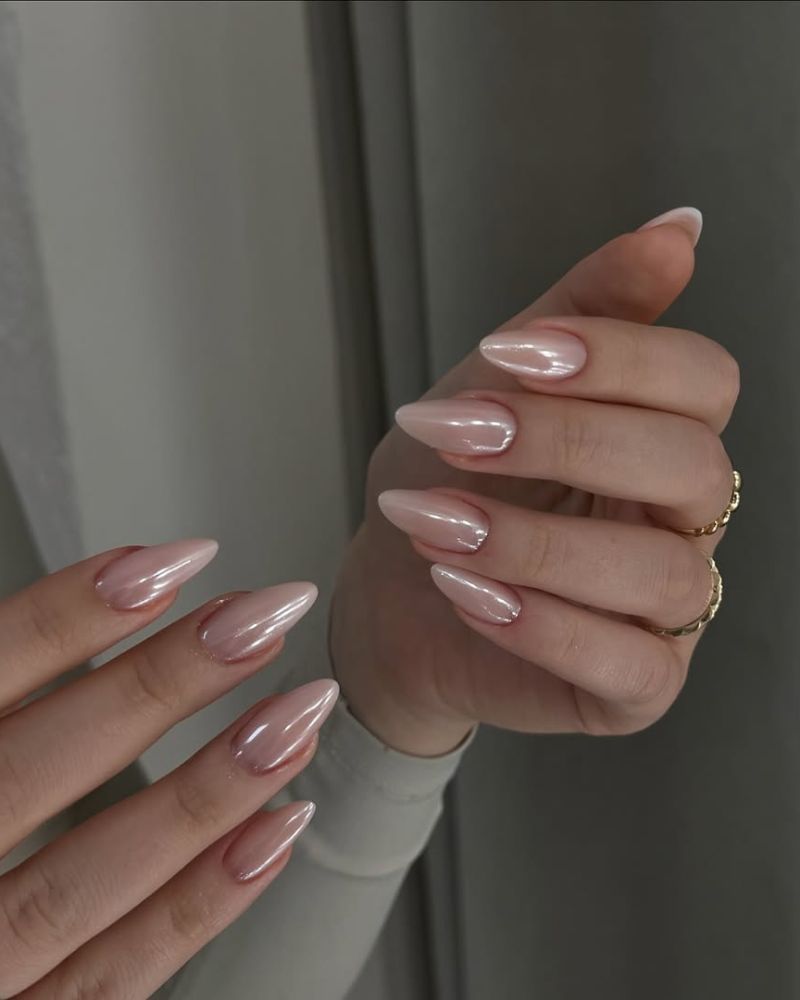 Milky Pink White Chrome French Tip Nails Milky Pink White Chrome French Tip Nails — Chrome Nails Colors