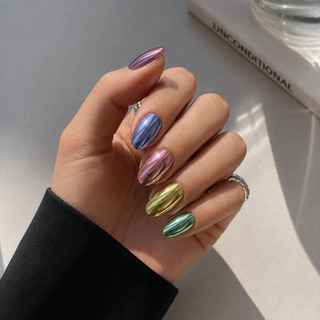 Multi-Chrome Purple Blue Pink Gold Green Nails Multi-Chrome Purple Blue Pink Gold Green Nails — Chrome Nails Colors