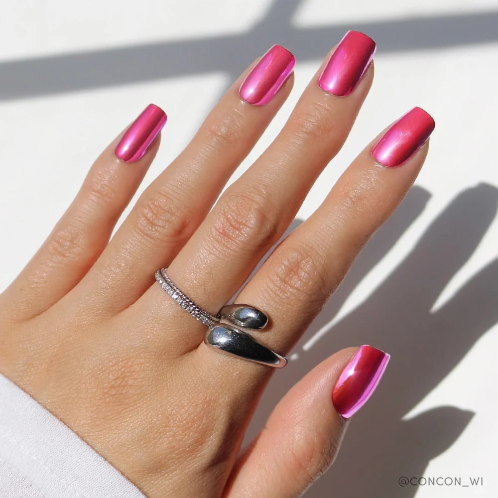 Vibrant Hot Pink Chrome Nails Vibrant Hot Pink Chrome Nails — Chrome Nails Colors