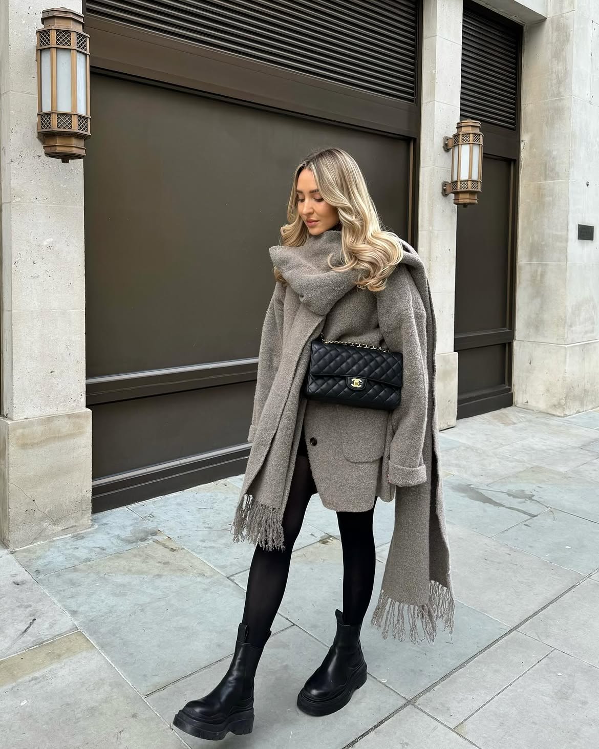Chunky Scarf And Oversized Blazer Winter Layering
