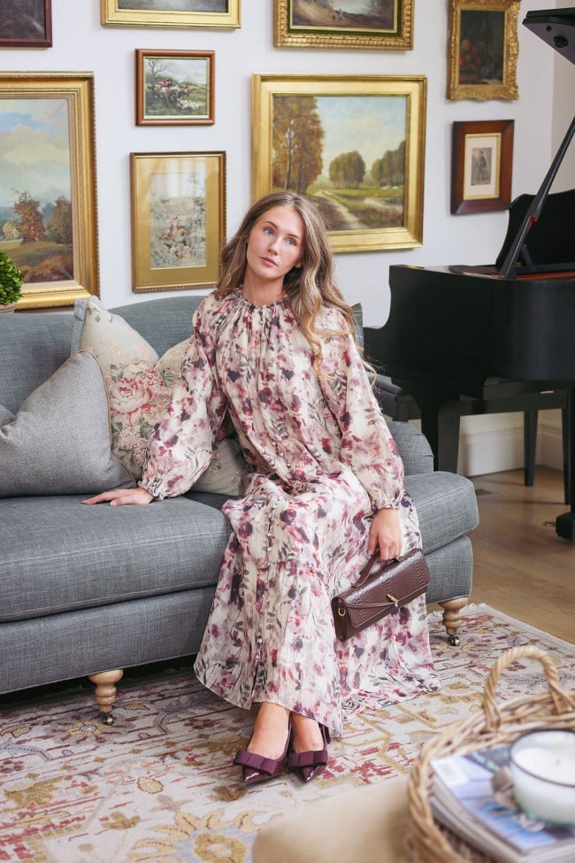 Ivory floral maxi dress with balloon sleeves Ivory floral maxi dress with balloon sleeves — Church Outfits