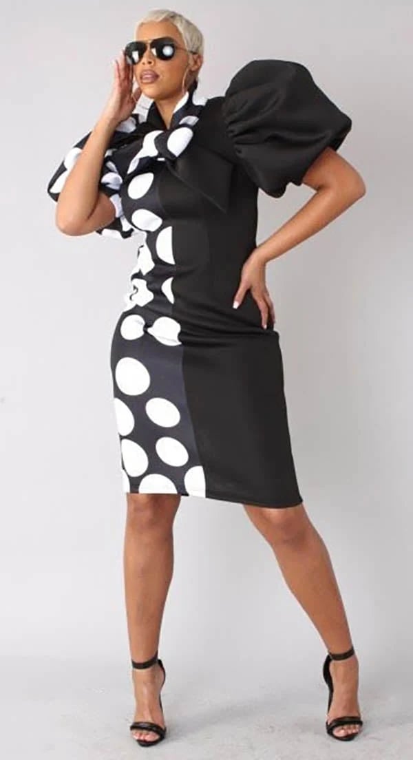 Black and white polka dot dress with puff sleeves Black and white polka dot dress with puff sleeves — Church Outfits Black Women