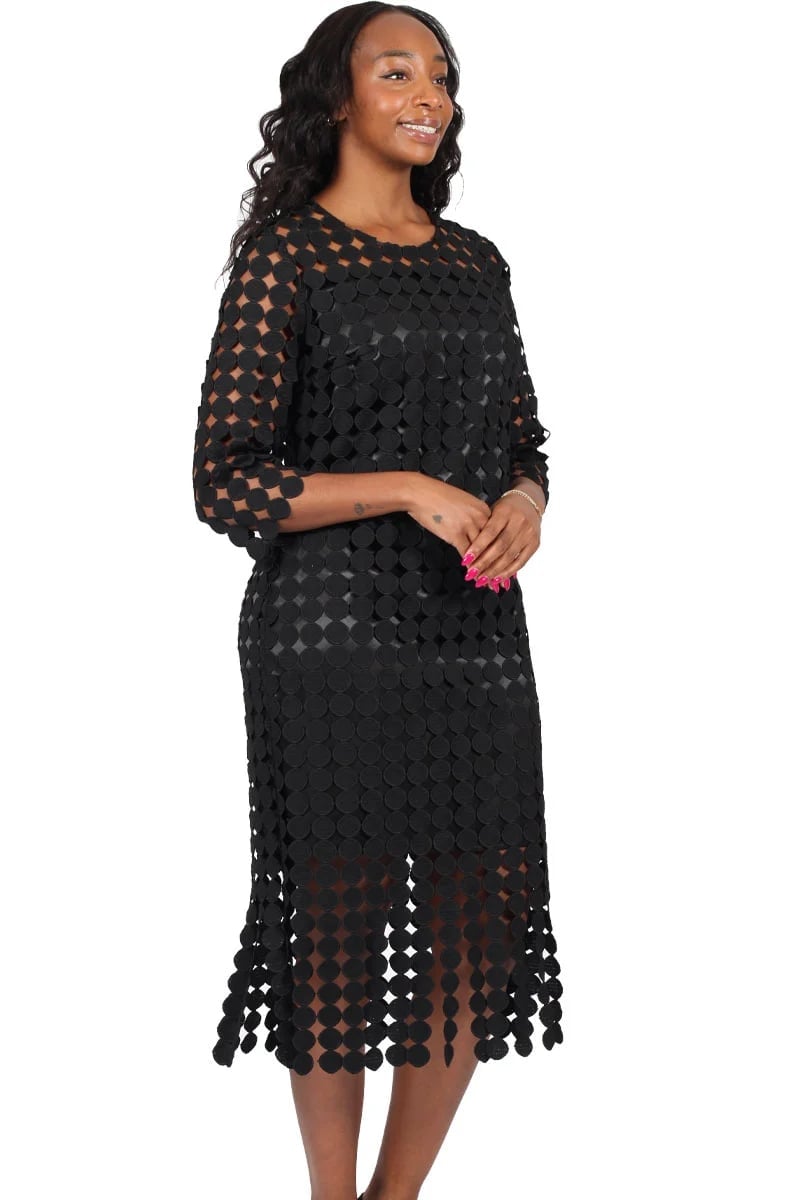 Sheath dress with geometric lace overlay Sheath dress with geometric lace overlay — Church Outfits Black Women