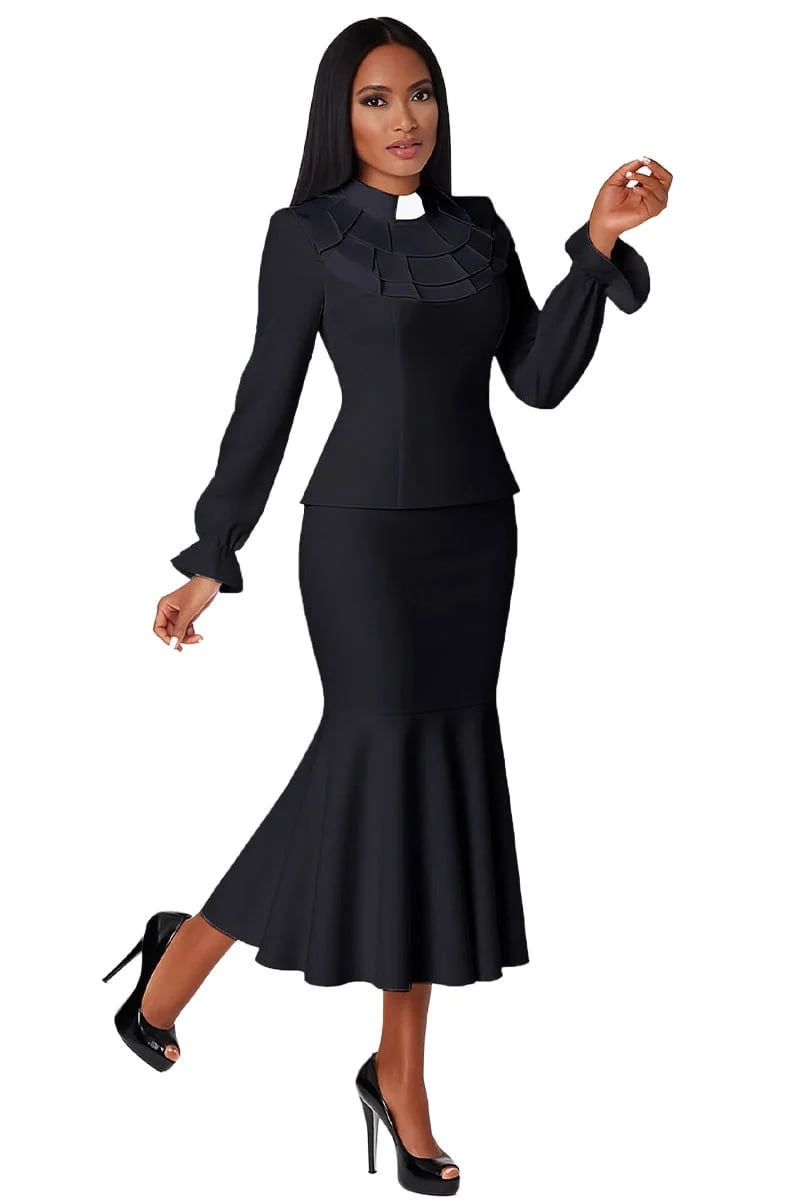 Black peplum suit with fishtail hem skirt Black peplum suit with fishtail hem skirt — Church Outfits Black Women