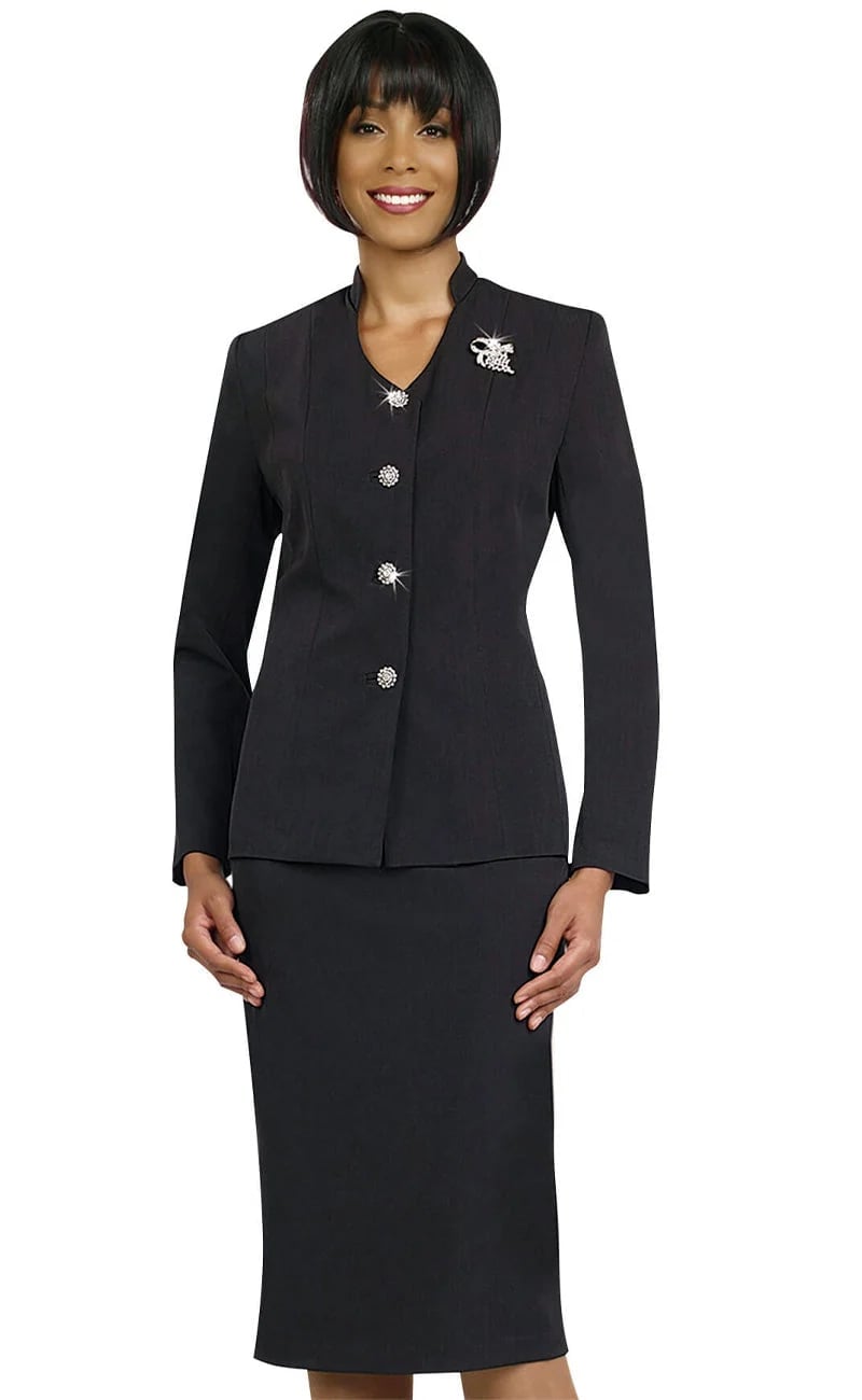 Black tailored suit with embellished buttons Black tailored suit with embellished buttons — Church Outfits Black Women