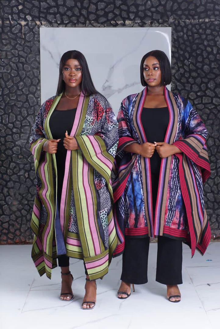 Black base with vibrant printed kimono jackets Black base with vibrant printed kimono jackets — Church Outfits Black Women
