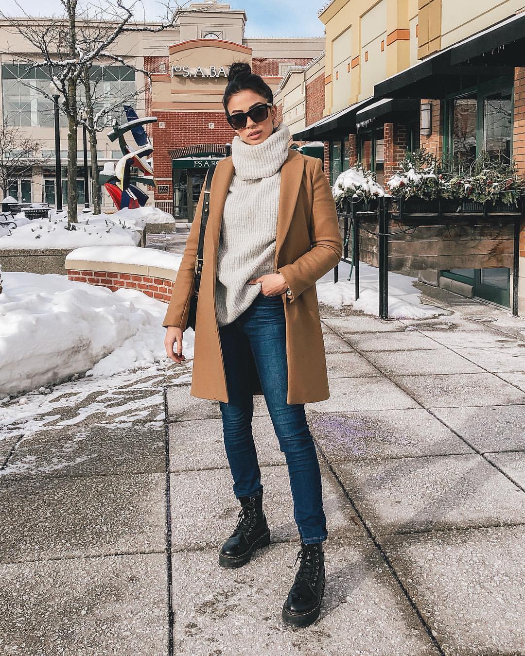 Classic Camel Coat And Turtleneck Winter Outfit