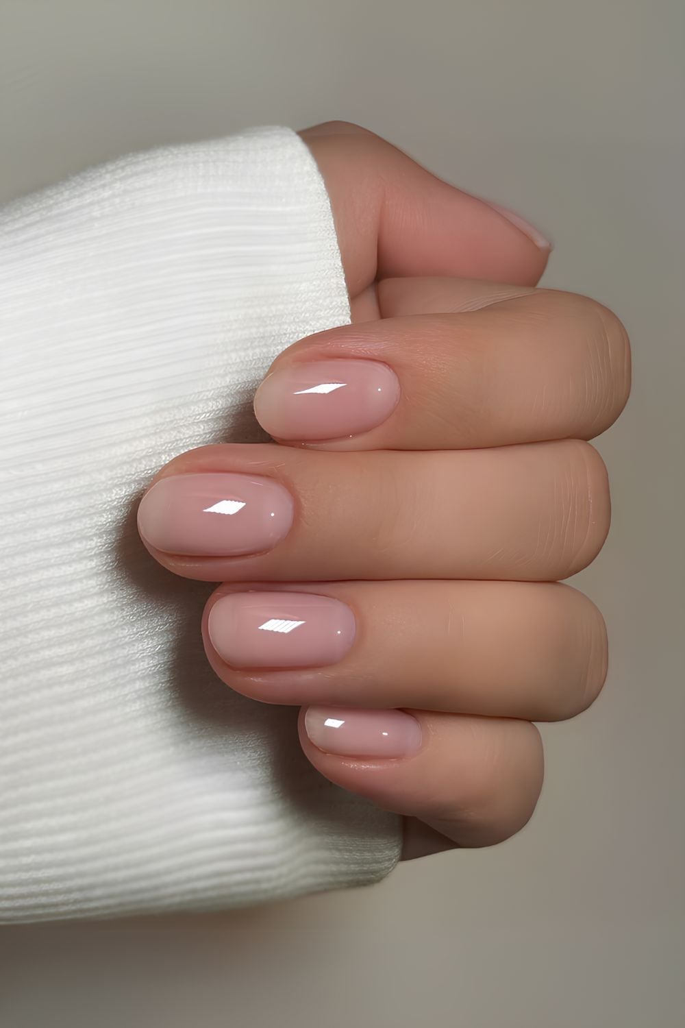 Sheer Milky Pink Short Oval Glossy, Everyday Version Sheer Milky Pink Short Oval Glossy, Everyday Version — Clean Girl Nails