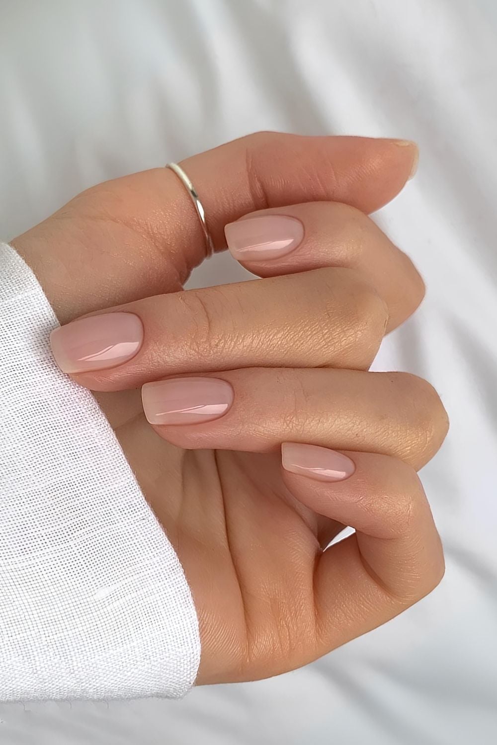 Sheer Nude Pink Short Square, Glossy Sheer Nude Pink Short Square, Glossy — Clean Girl Nails