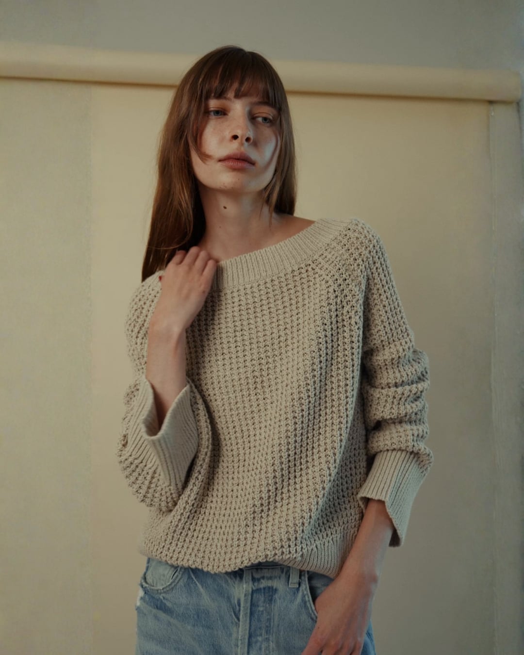Beige Oversized Sweater with Light Blue Denim Beige Oversized Sweater with Light Blue Denim — Clean Girl Outfits