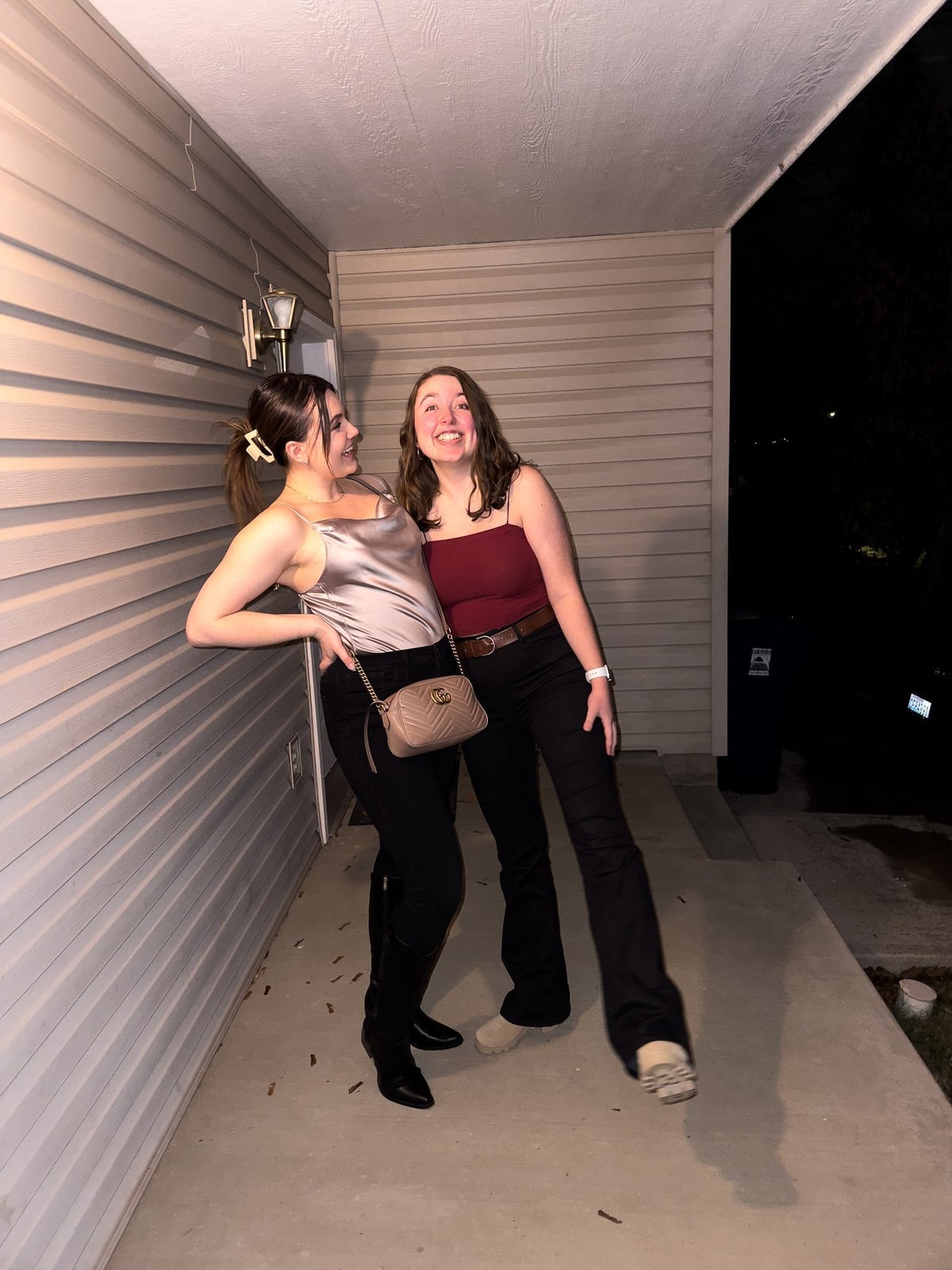 Silver satin camisole with black wide-leg pants Silver satin camisole with black wide-leg pants — Club Outfits