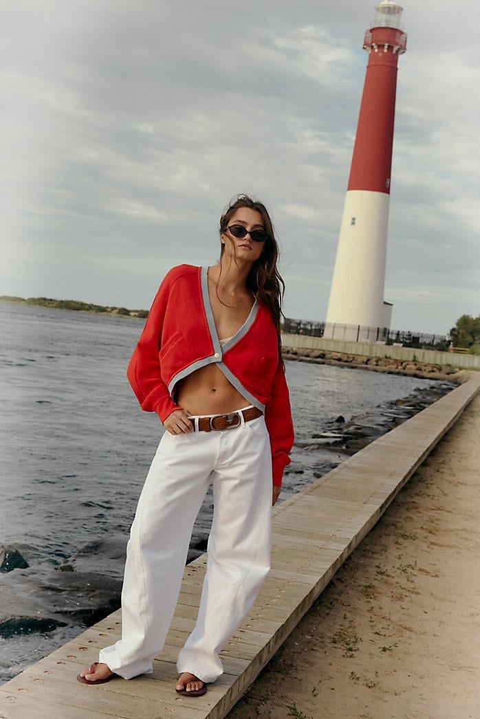 Cropped Red Cardigan for Casual Day Out Cropped Red Cardigan for Casual Day Out — Coastal Outfits