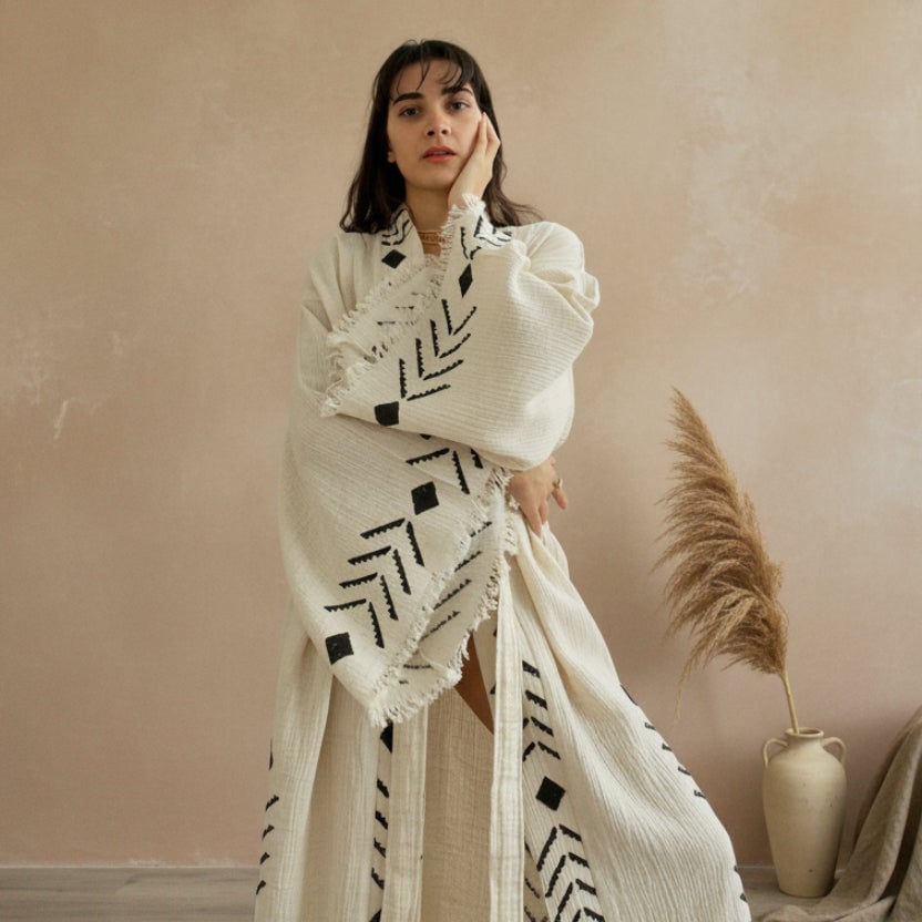 Geometric Print Robe for Resort Wear Coastal Outfits