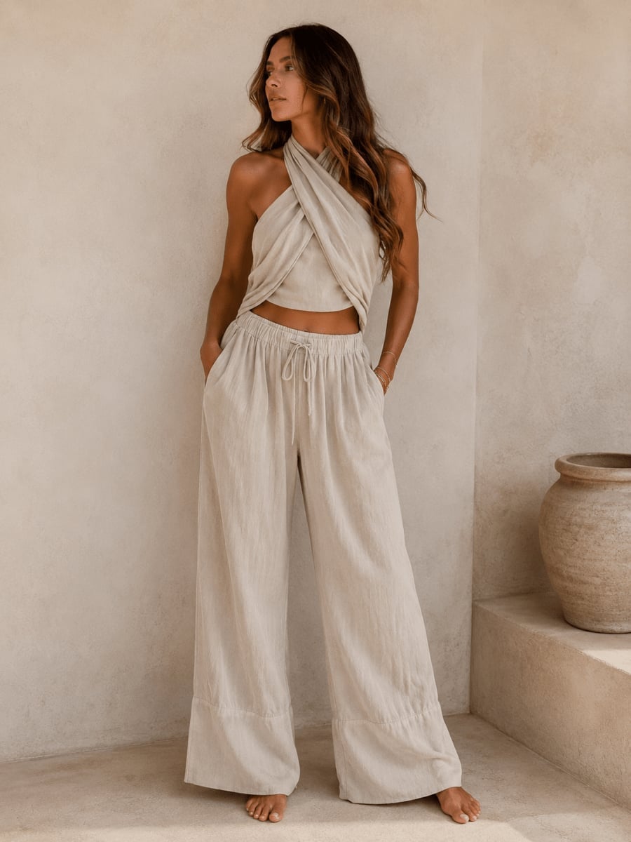 Beige Linen Set for Chic Resort Style Beige Linen Set for Chic Resort Style — Coastal Outfits