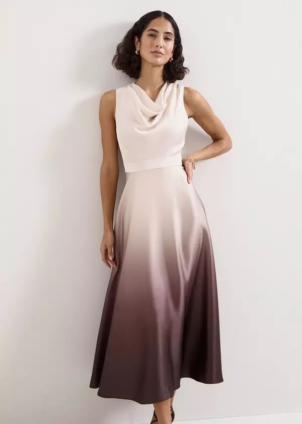 Sleeveless ombre midi dress with cowl neckline Sleeveless ombre midi dress with cowl neckline — Cocktail Dresses