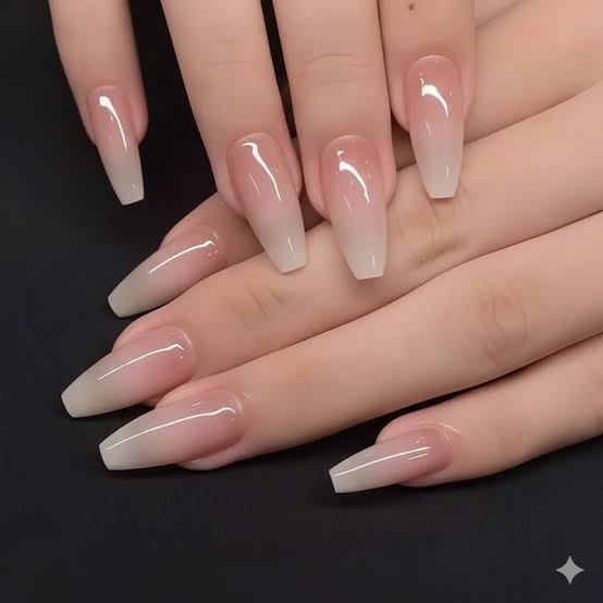 Medium Coffin Nude to White Ombre Medium Coffin Nude to White Ombre — Coffin Nails