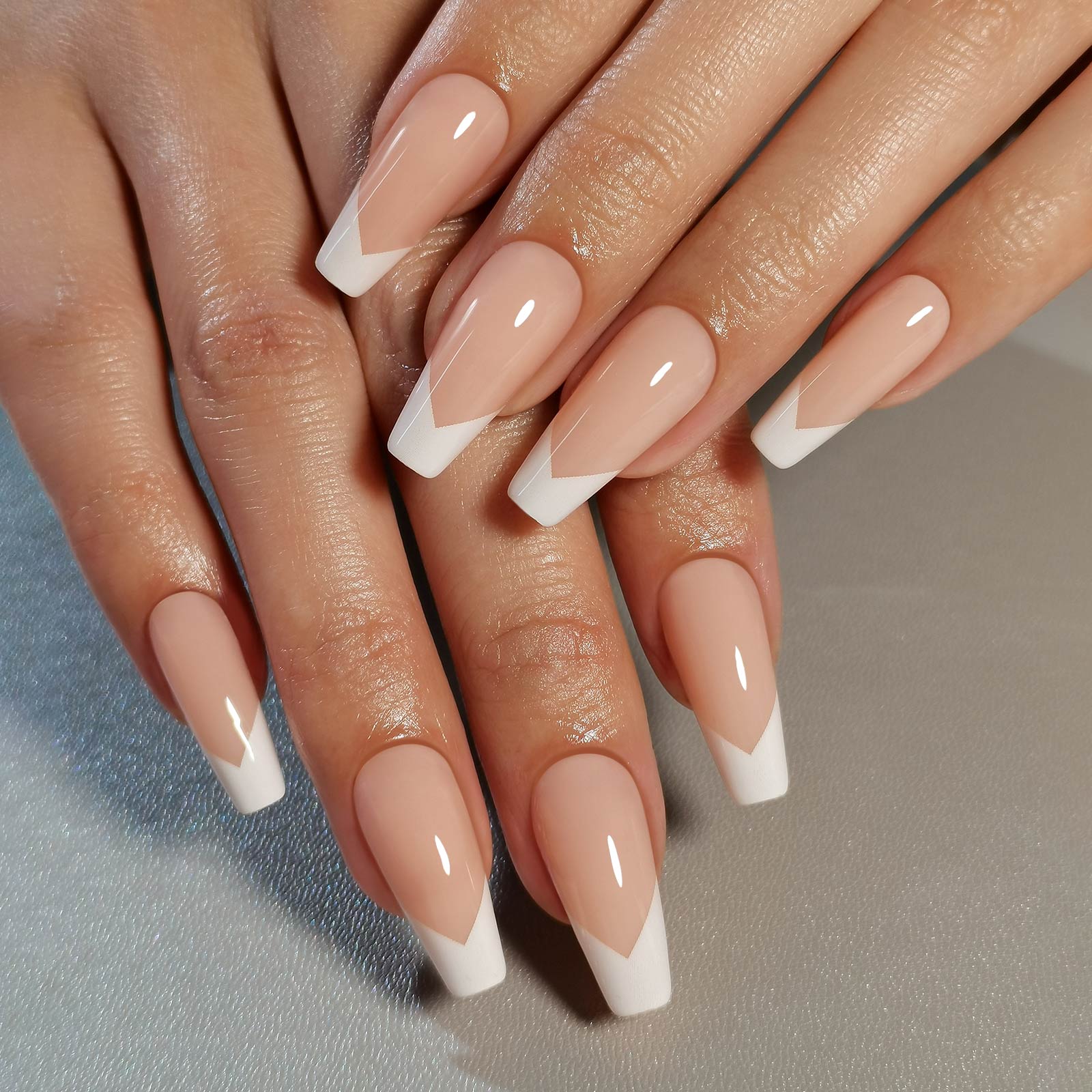 Long Coffin Classic French Manicure Glossy Long Coffin Classic French Manicure Glossy — Coffin Nails