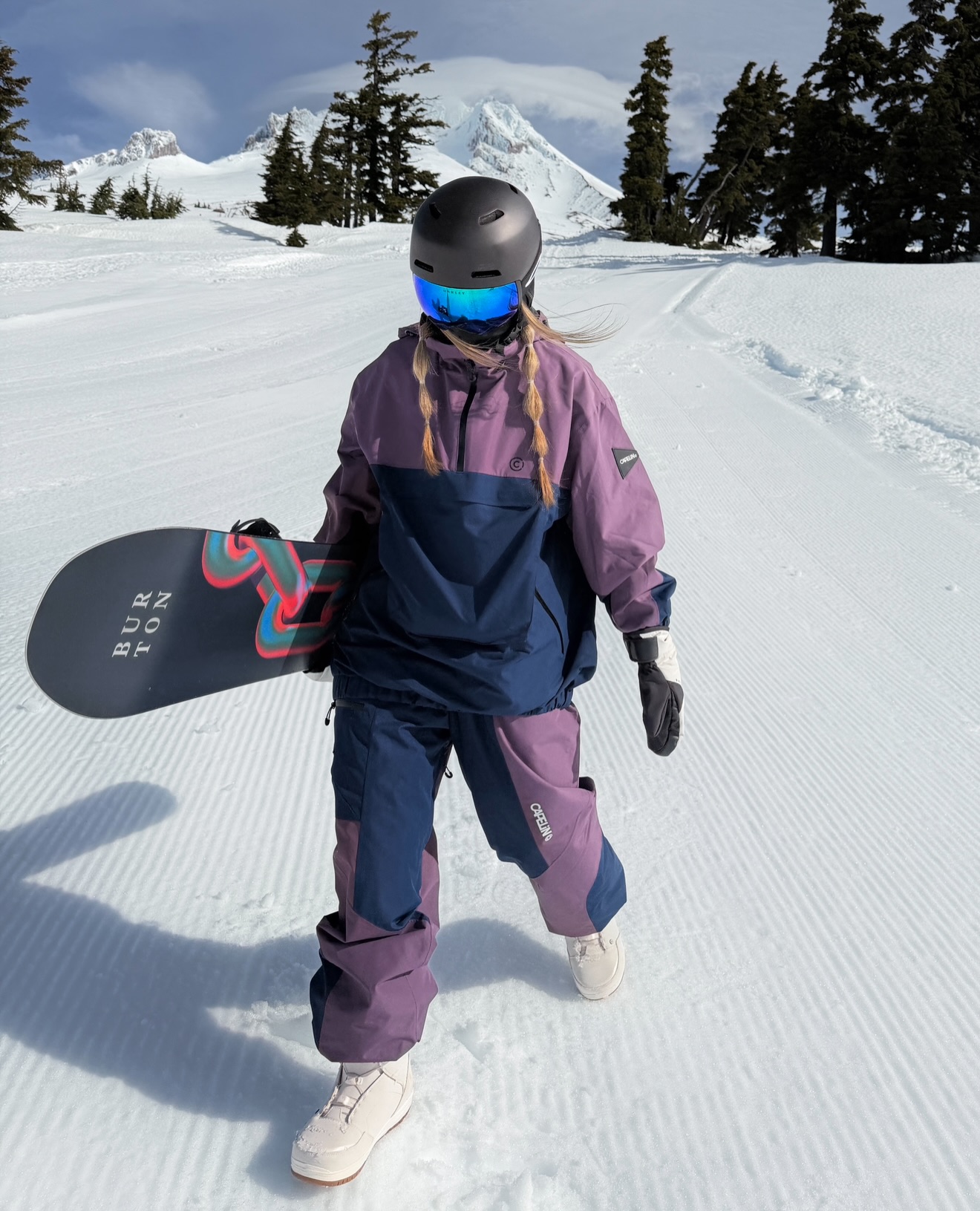 Color Block Ski Suit With Matching Board