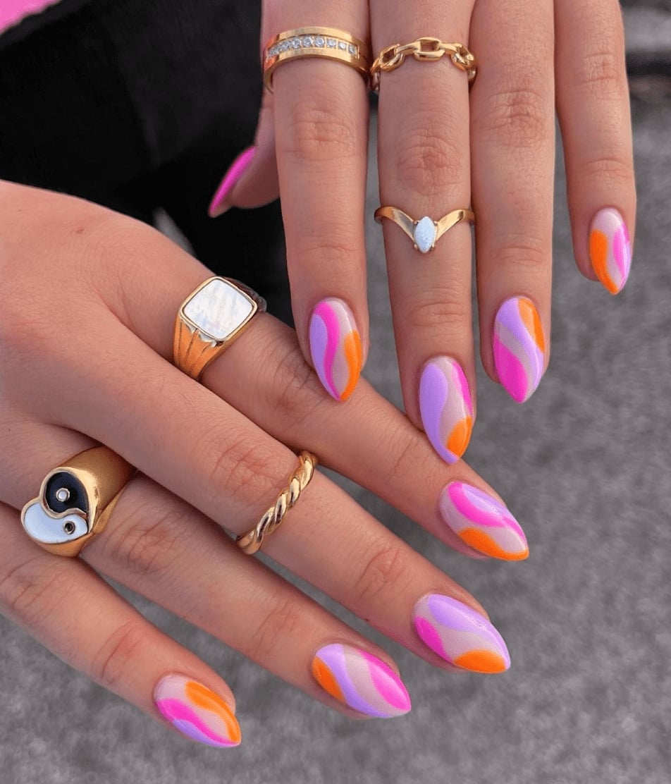 Vibrant Swirl Pattern Nails Vibrant Swirl Pattern Nails — Colorful Nails