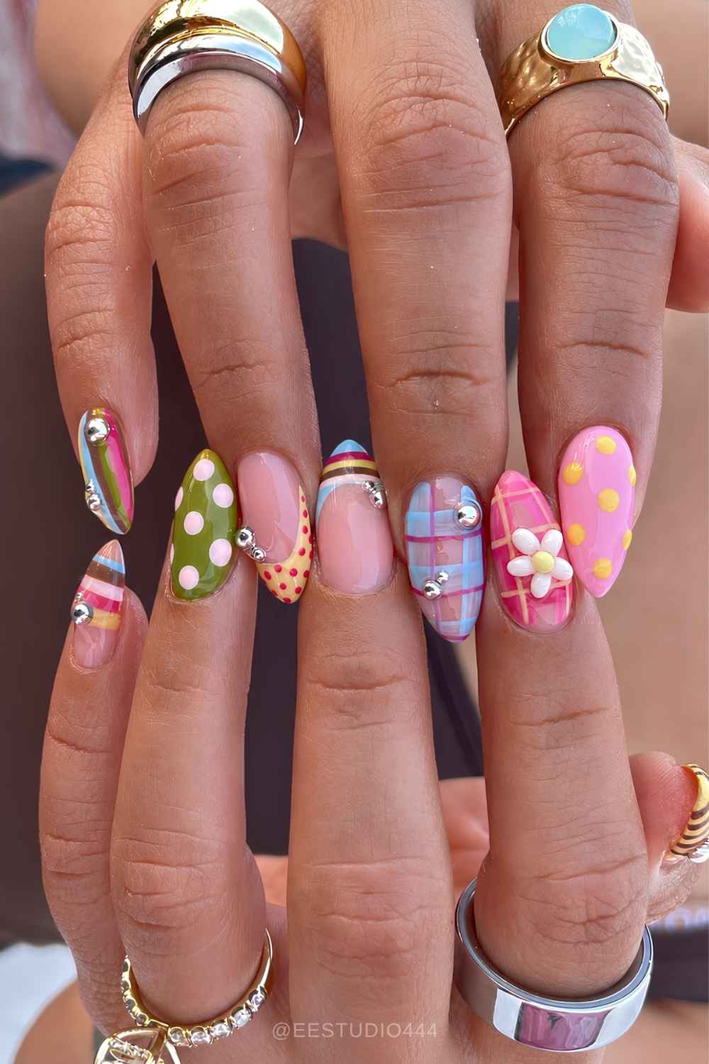 Vibrant Pattern and Polka Dot Nails Vibrant Pattern and Polka Dot Nails — Colorful Nails