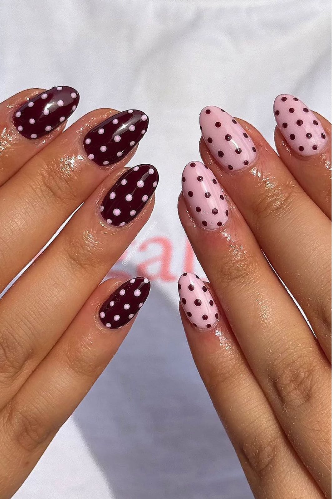 Polka Dot Nails in Two Tones Polka Dot Nails in Two Tones — Colorful Nails