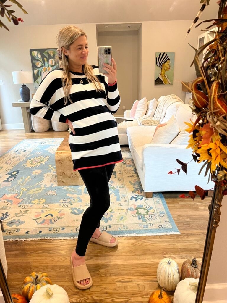 Striped tunic offers comfortable coverage Striped tunic offers comfortable coverage — Comfy Outfits