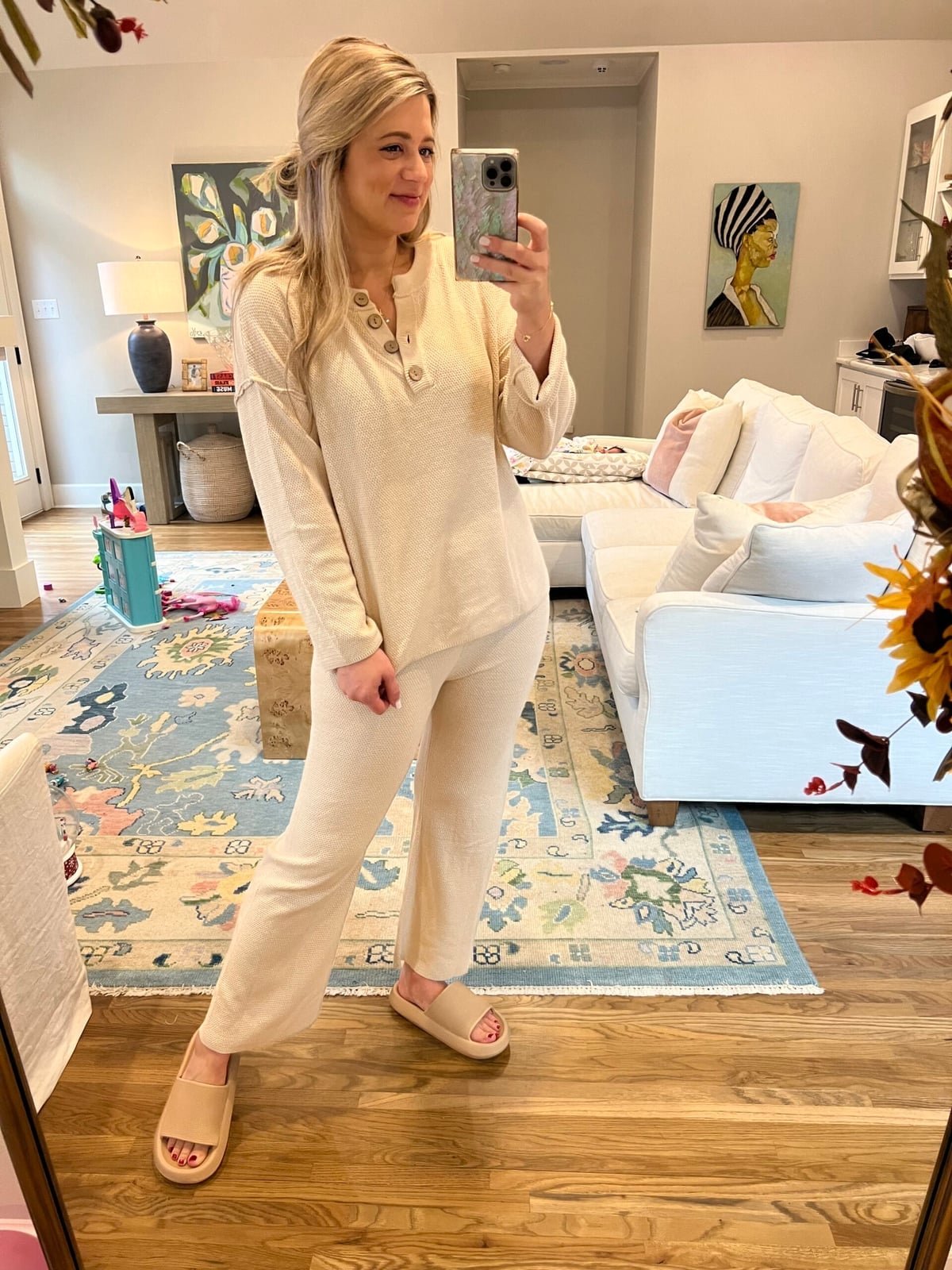 Matching knit set defines comfortable loungewear Matching knit set defines comfortable loungewear — Comfy Outfits