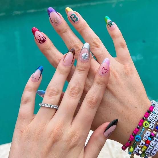 Album Art Inspired Medium Stiletto Nails Album Art Inspired Medium Stiletto Nails — Concert Nails
