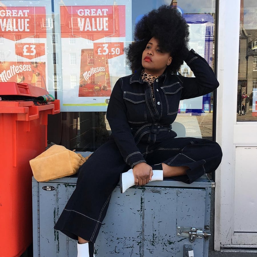 Denim Jumpsuit With Leopard Print Scarf Denim Jumpsuit With Leopard Print Scarf — Concert Outfits Black Women