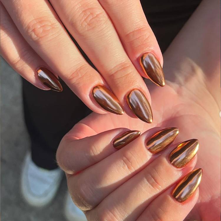 Smooth Application Bright Copper Chrome Nails Smooth Application Bright Copper Chrome Nails — Copper Nails