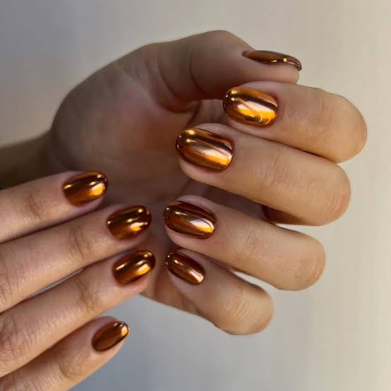 Short Oval Rich Metallic Copper Nails Short Oval Rich Metallic Copper Nails