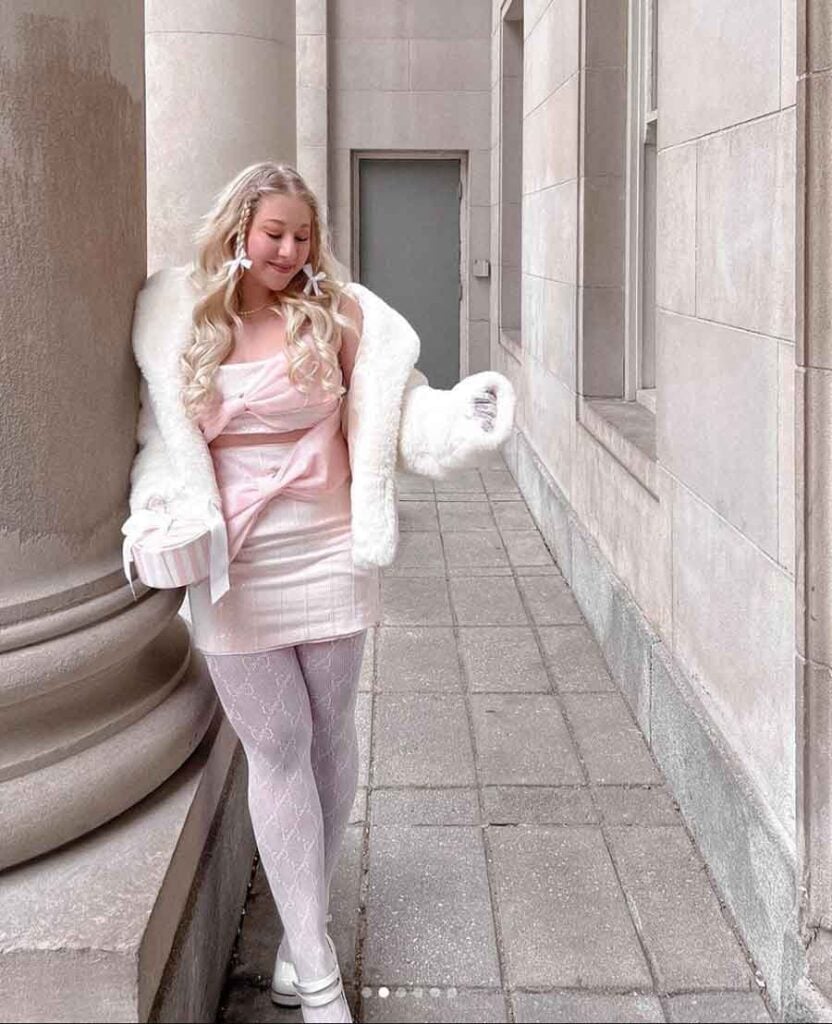 Pink satin dress with white faux fur jacket Pink satin dress with white faux fur jacket — Coquette Outfits