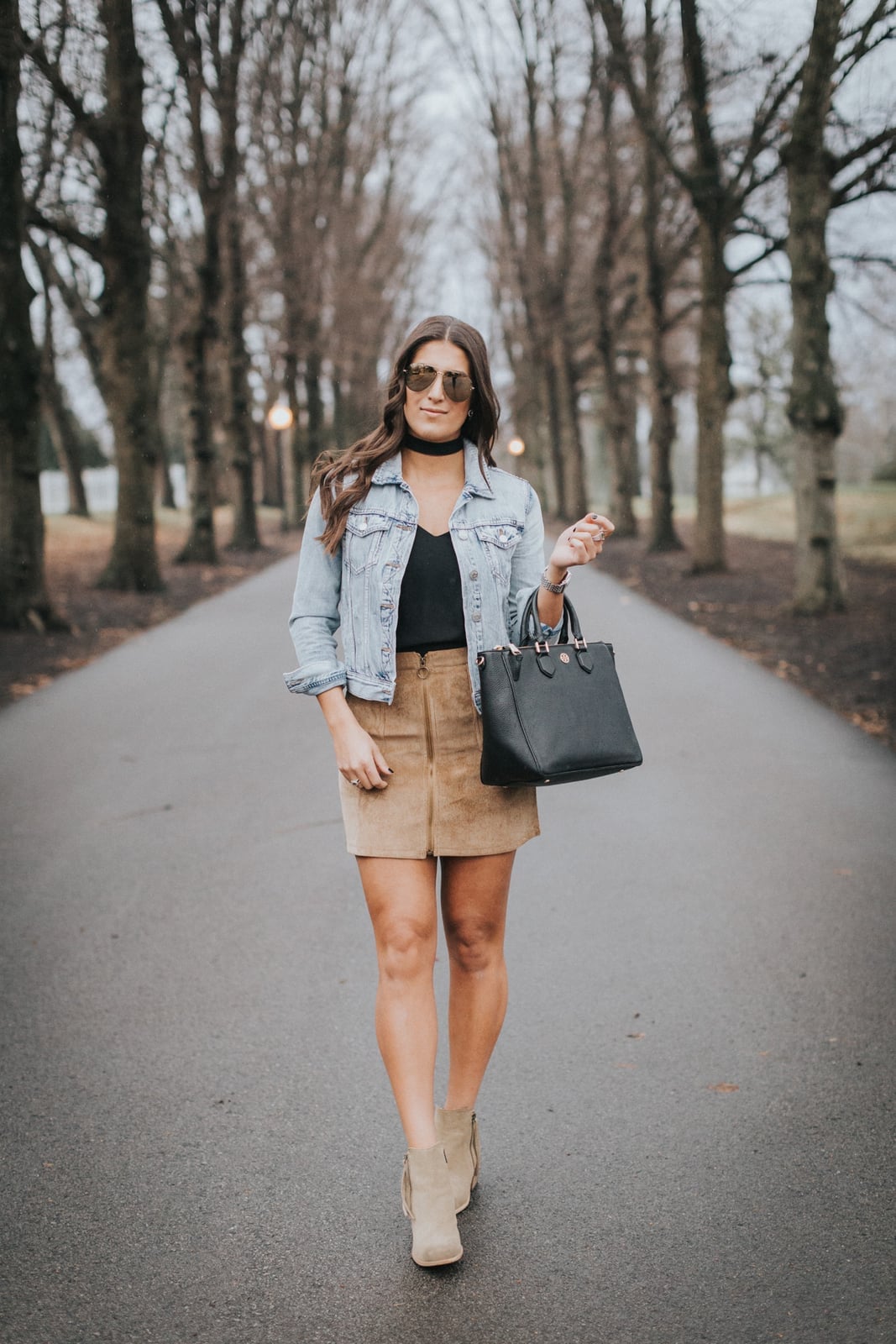 Tan Corduroy Mini Skirt With Denim Jacket and Ankle Boots Tan Corduroy Mini Skirt With Denim Jacket and Ankle Boots — Corduroy Skirt Outfit