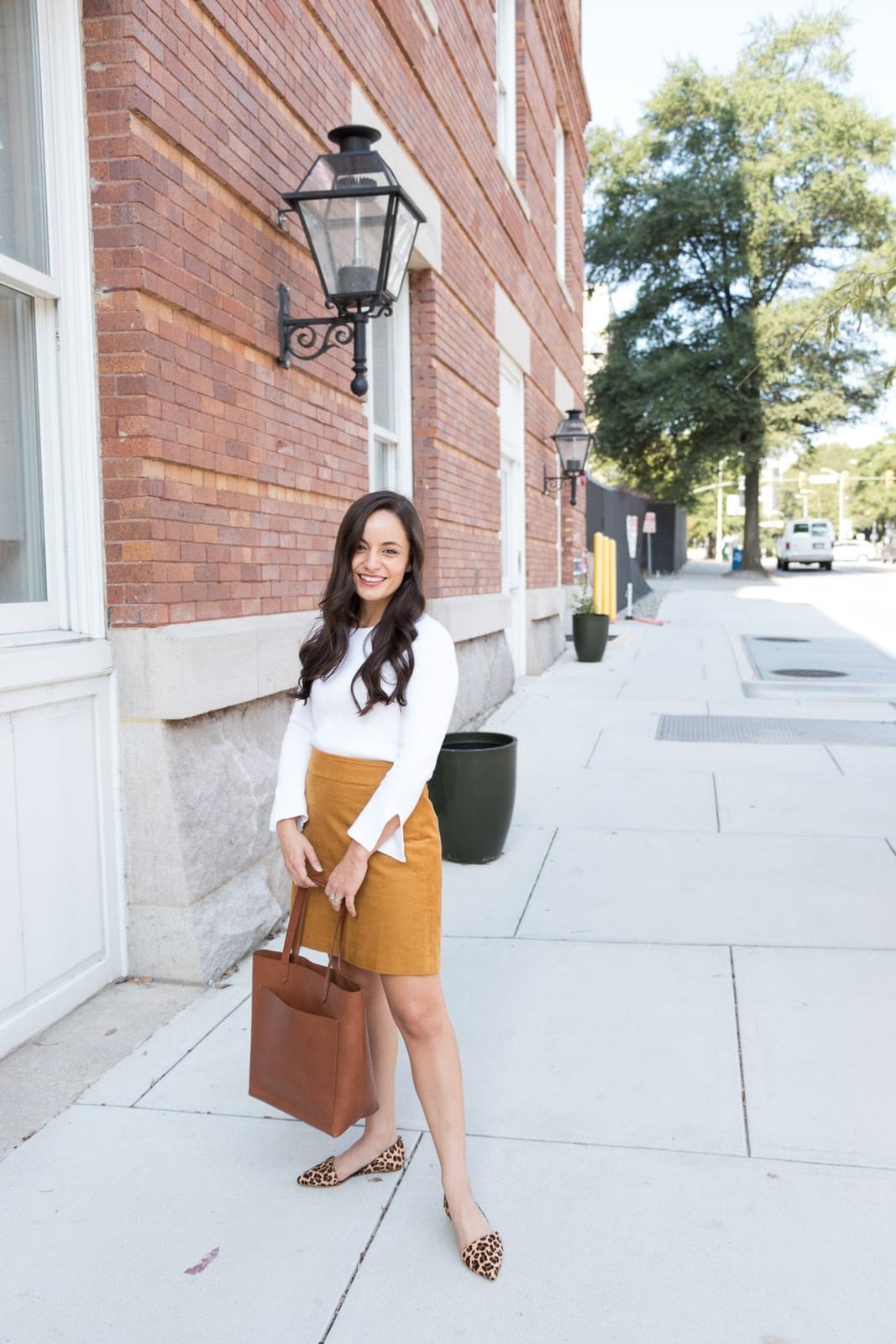 Mustard Corduroy Mini Skirt With Leopard Print Flats Mustard Corduroy Mini Skirt With Leopard Print Flats — Corduroy Skirt Outfit