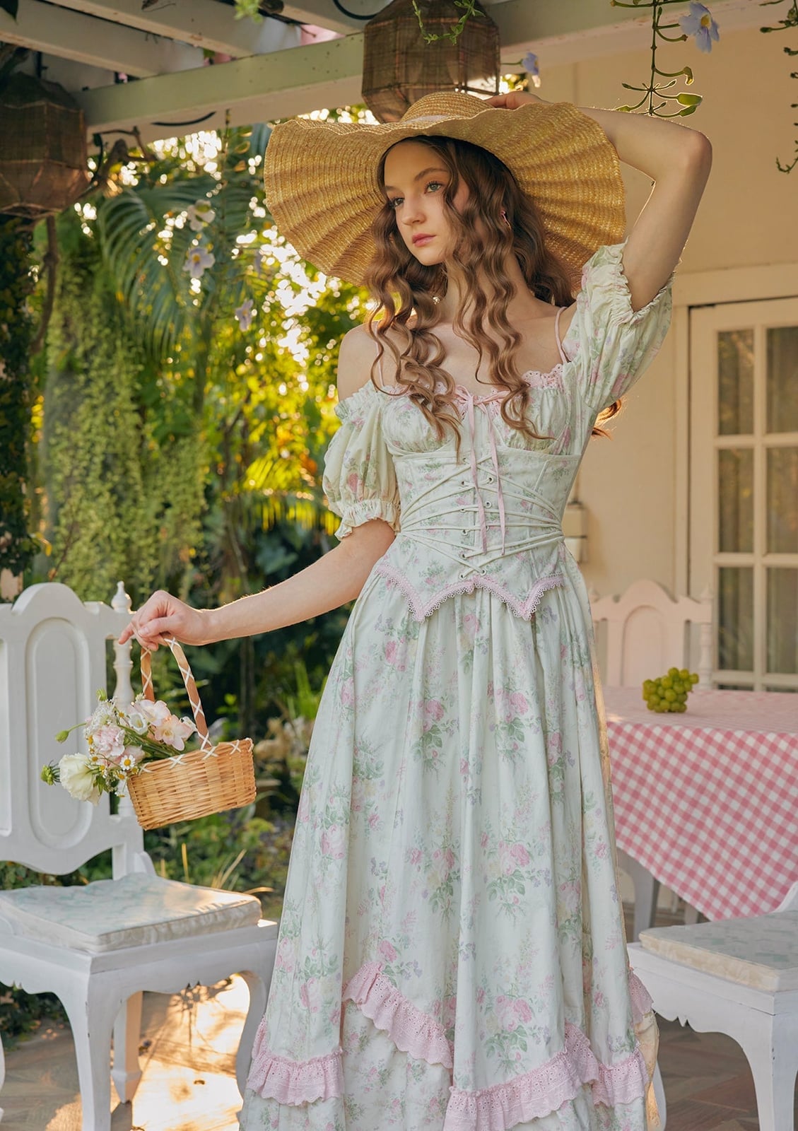 Garden Party Corset Dress With Puff Sleeves Garden Party Corset Dress With Puff Sleeves — Corset Outfits