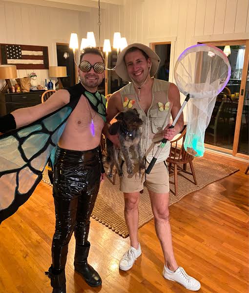 Butterfly Wings and Vinyl Pants Costume Couple, Close-Up Take Butterfly Wings and Vinyl Pants Costume Couple, Close-Up Take — Couple Outfit
