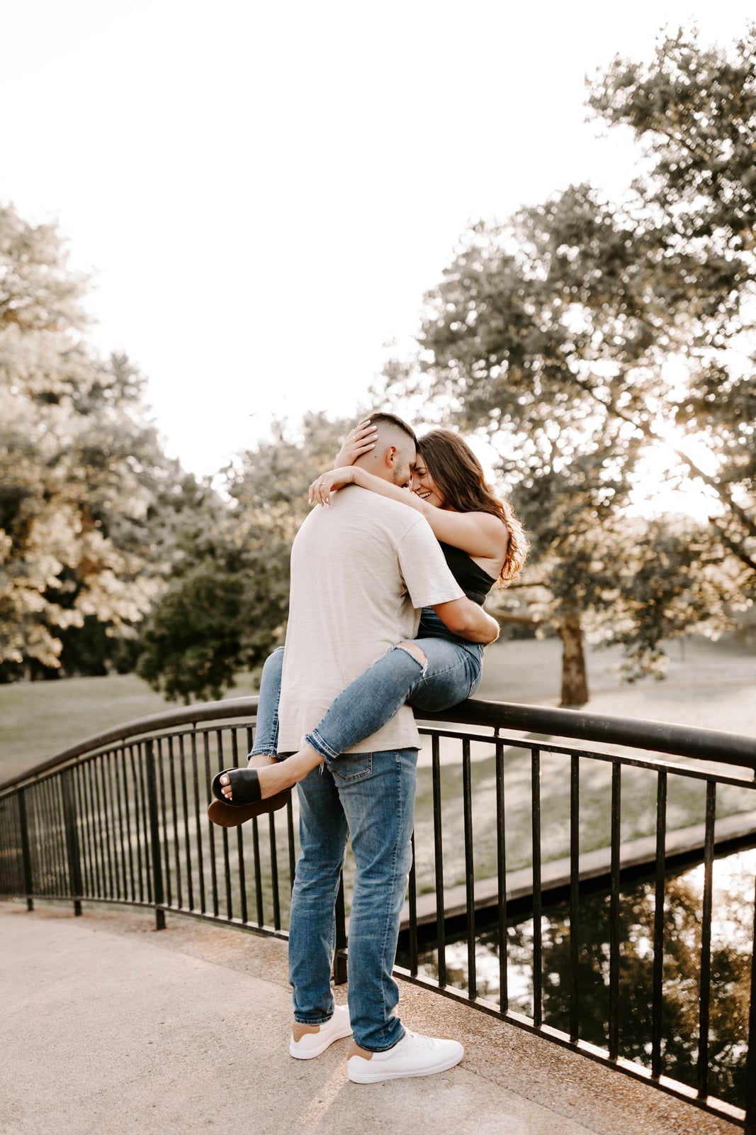 Embracing Couple in Casual Denim and Cotton Embracing Couple in Casual Denim and Cotton — Couple Outfit