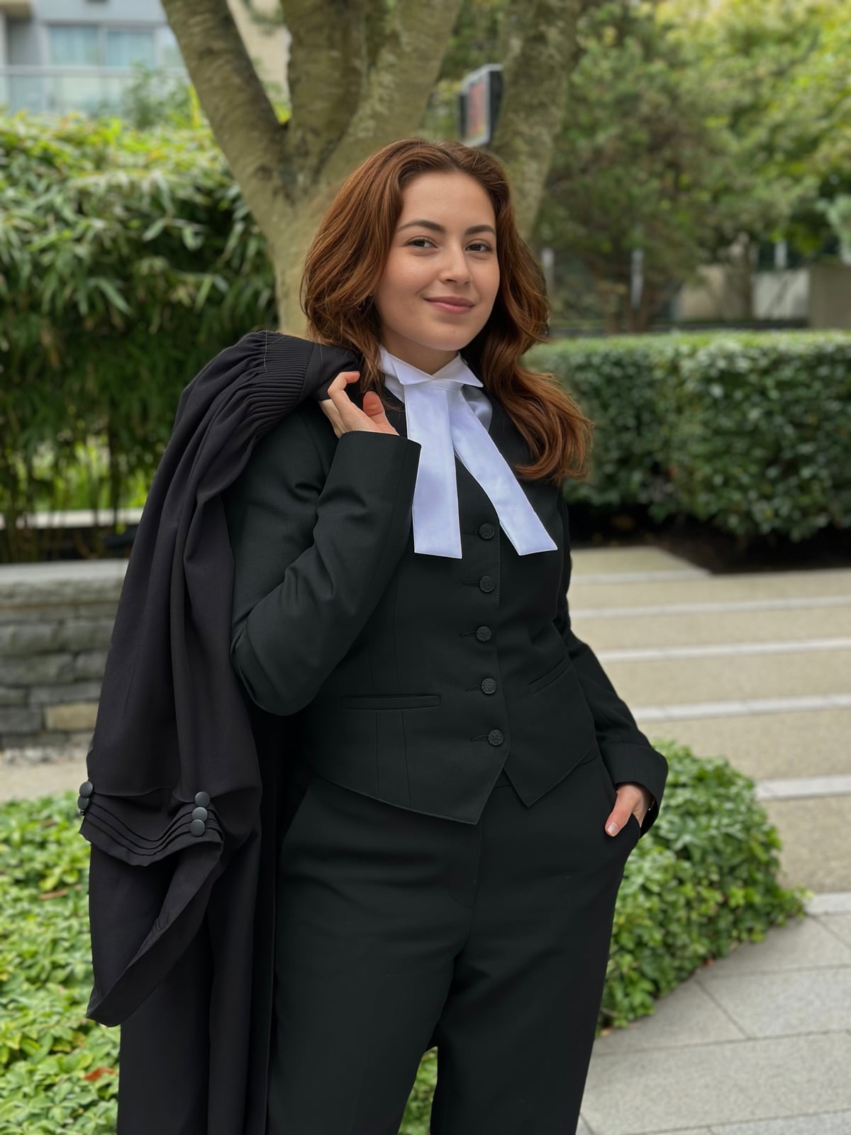 Black tailored suit with lawyer's robe Black tailored suit with lawyer's robe — Court Outfits