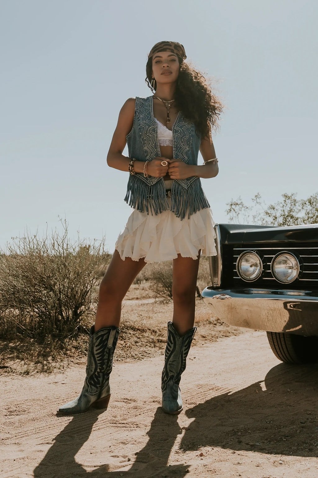 Fringed Denim Vest Festival Casual Fringed Denim Vest Festival Casual — Cowgirl Outfits