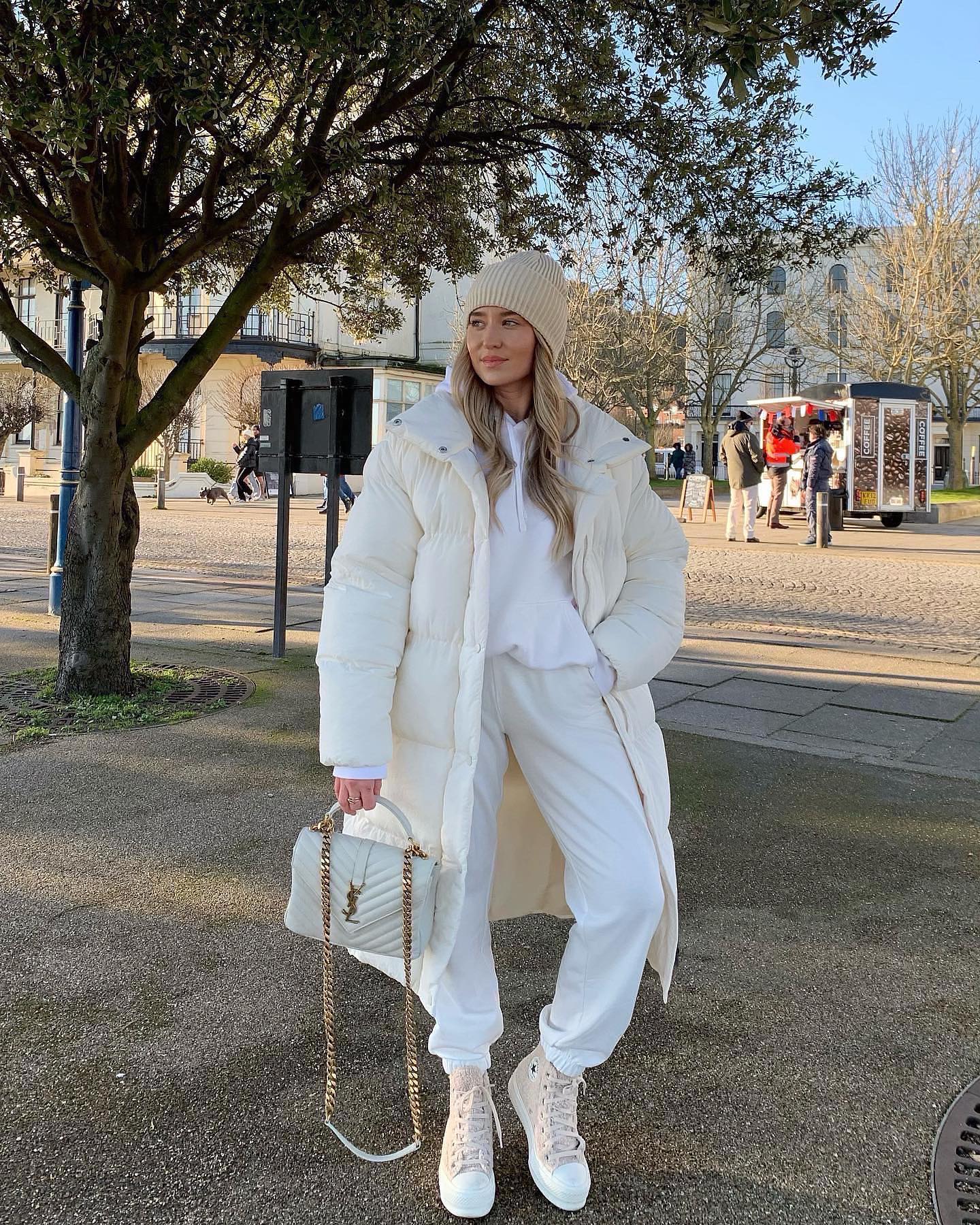 Cozy Cream Puffer With Matching Sweat Set
