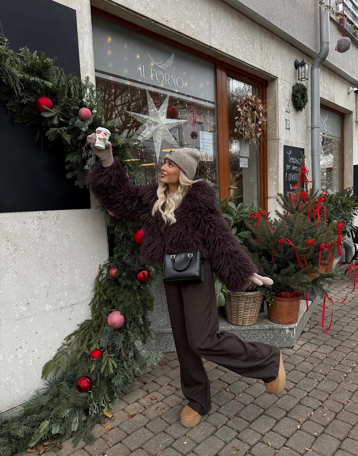 Cozy Faux Fur And Wide Leg Trouser Winter Look