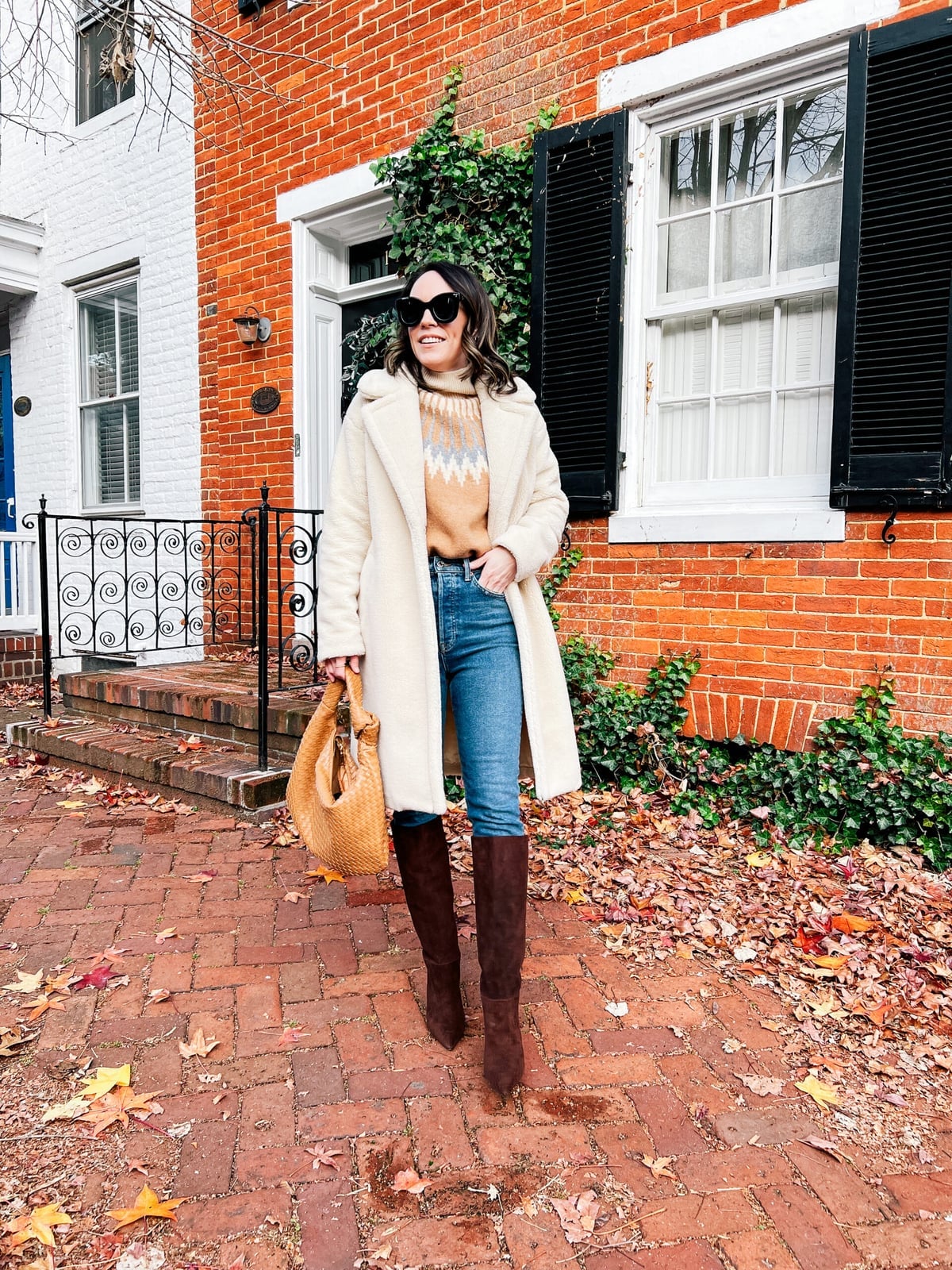 Cream Teddy Coat Over Fair Isle Sweater Cream Teddy Coat Over Fair Isle Sweater — Cozy Outfits