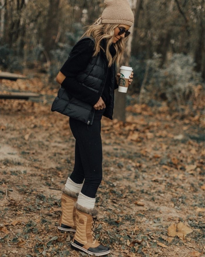 Black Puffer Vest Over Turtleneck Black Puffer Vest Over Turtleneck — Cozy Outfits