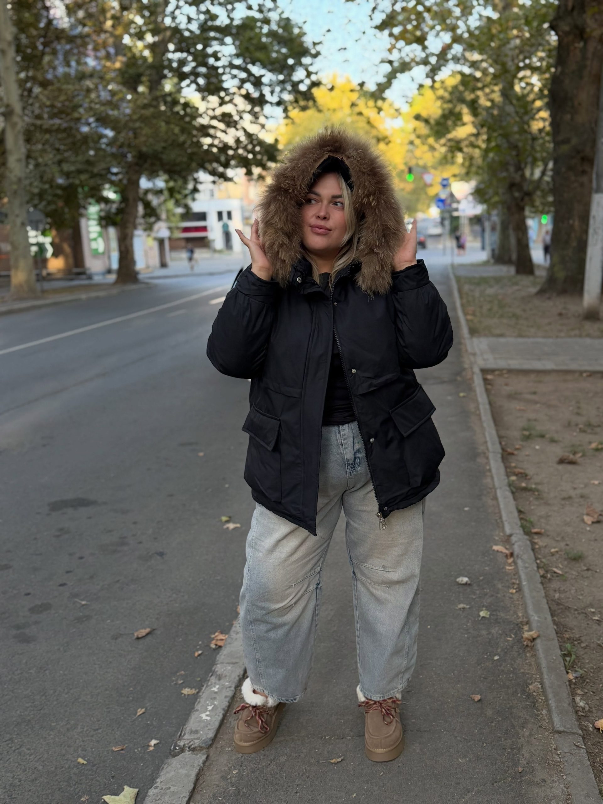 Cozy Parka With Wide Leg Jeans And Shearling Boots