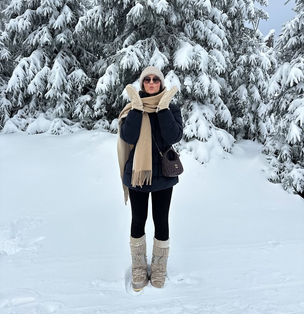 Cozy Puffer and Knitwear Winter Snow Outfit