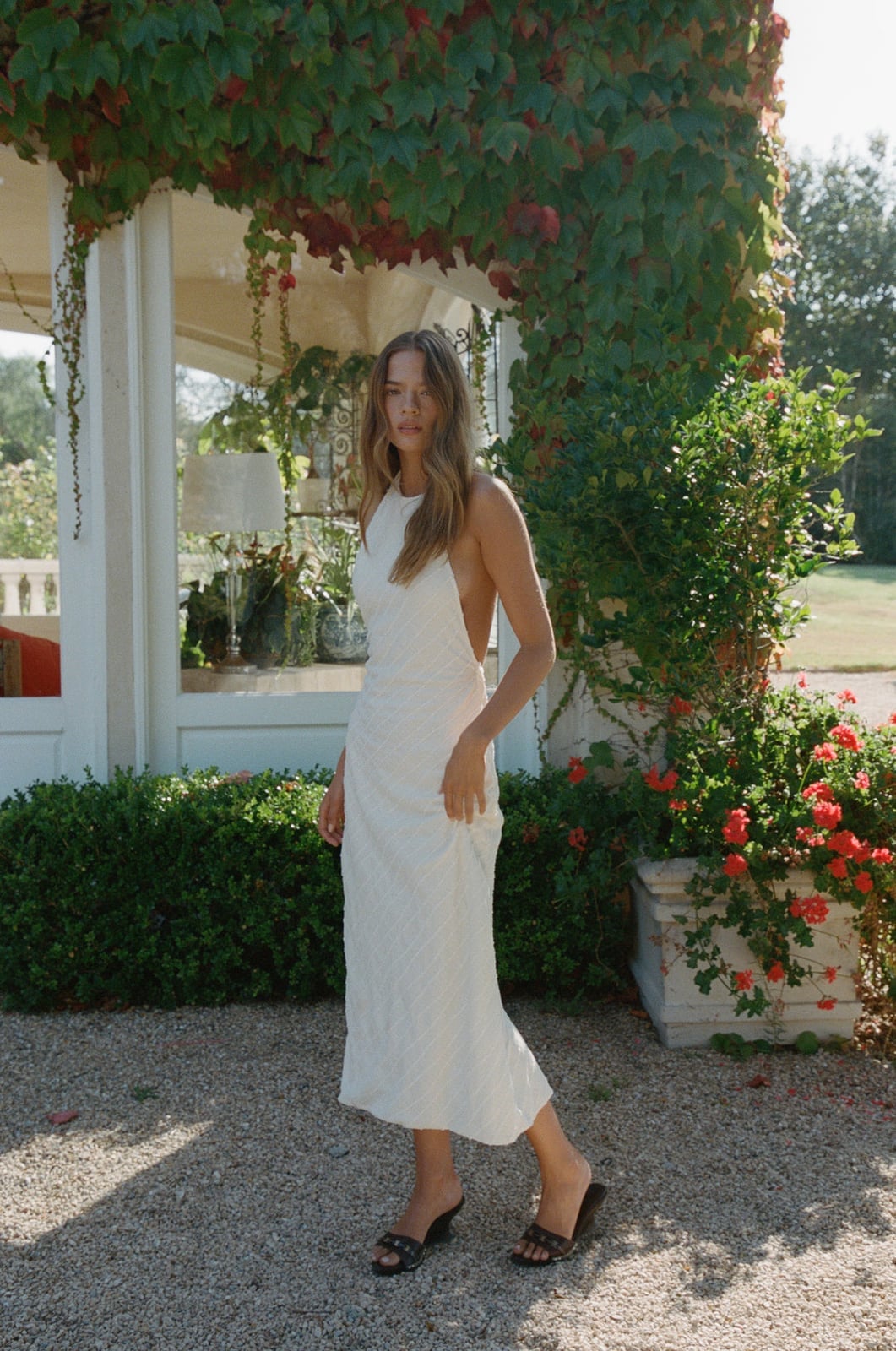 Cream Textured Halter Neck Maxi Dress Cream Textured Halter Neck Maxi Dress — Cream Dress