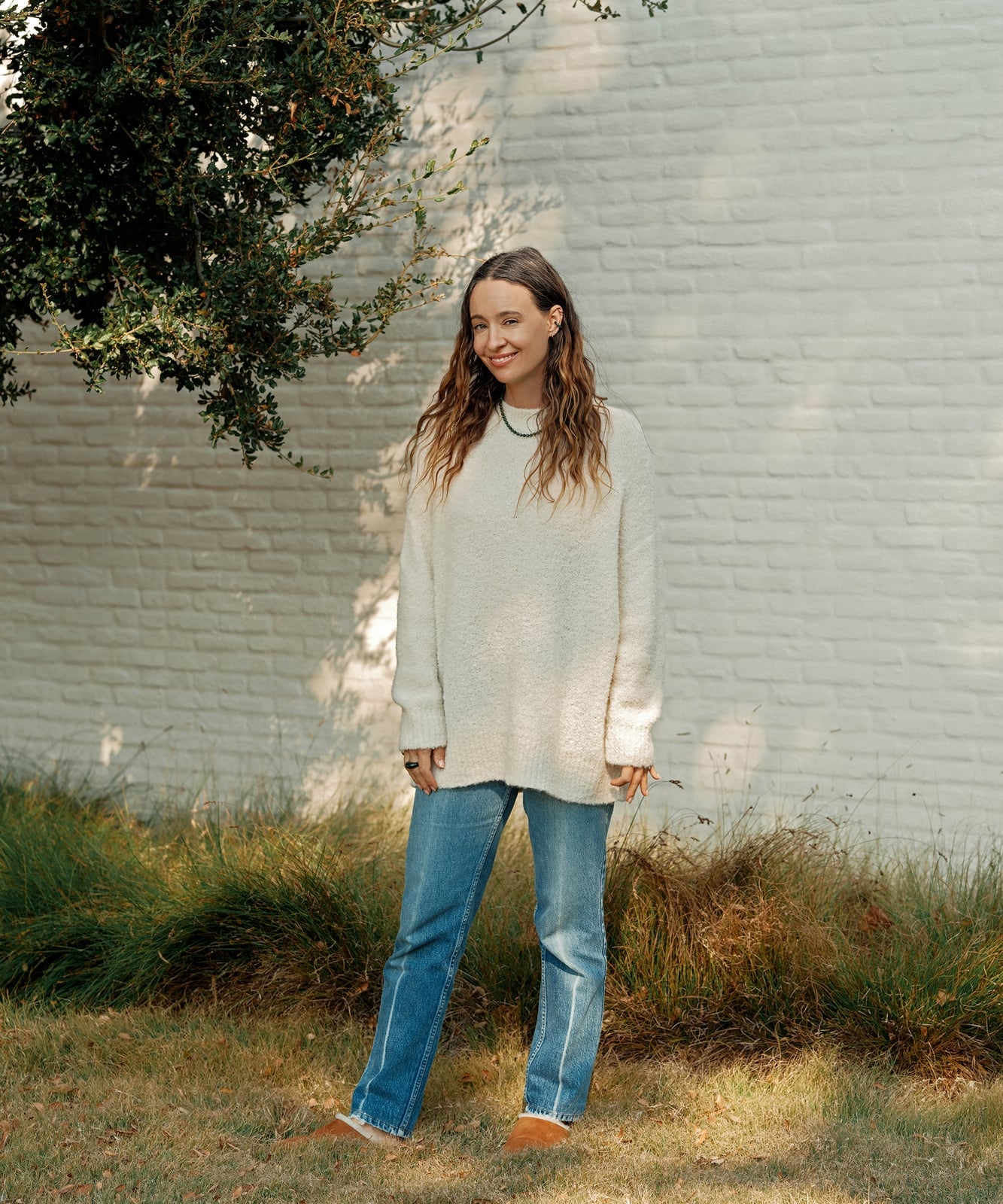 Cream Fuzzy Sweater with Relaxed Jeans Cream Fuzzy Sweater with Relaxed Jeans — Crewneck Outfits