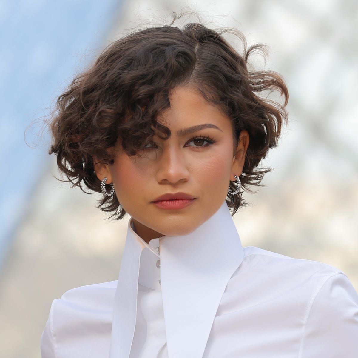 Chin Length Bob With Curtain Bangs, Honey Blonde Chin Length Bob With Curtain Bangs, Honey Blonde — Curly Hair