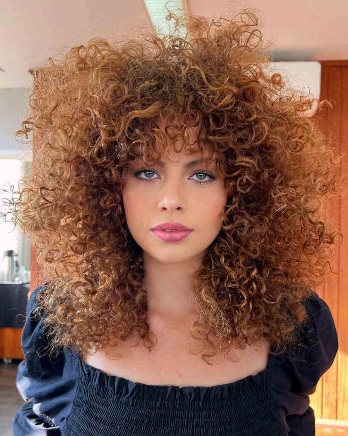 Collarbone Layered Shag With Auburn Highlights Collarbone Layered Shag With Auburn Highlights — Curly Hair Cuts